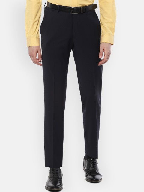 

Louis Philippe Men Navy Blue Slim Fit Solid Formal Trousers