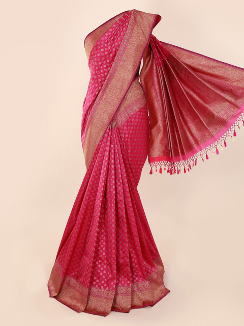 

Pothys Womens Magenta Woven Design Banarasi Silk Saree