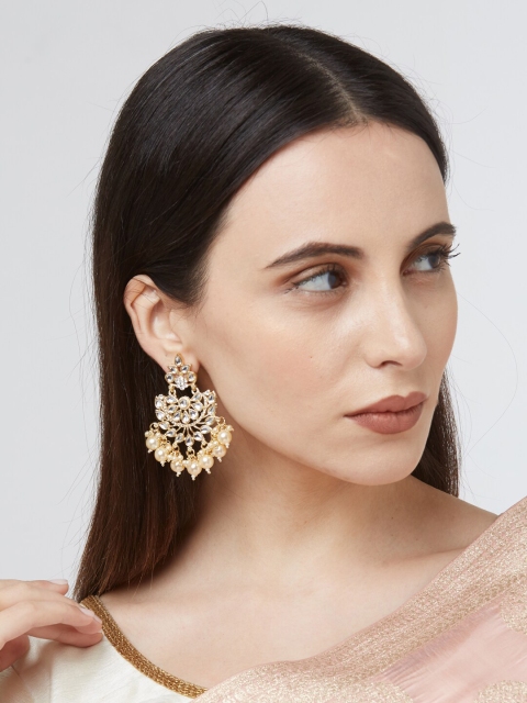

Fida Gold-Toned & White Classic Chandbalis