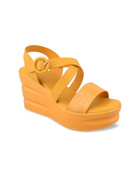 

Stelatoes Women Yellow Textured Platform Heels