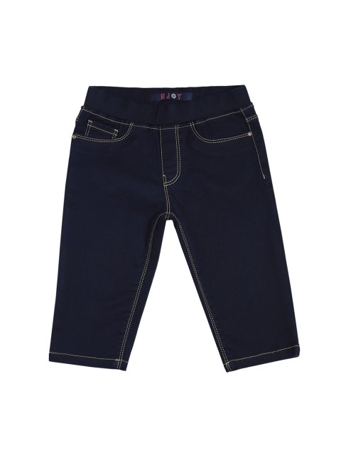 

VITAMINS Girls Navy Blue Solid Cotton Denim Jeggings