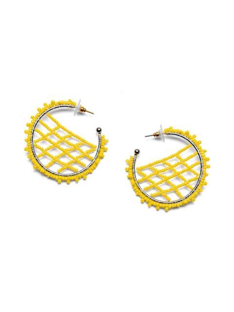

Foxy Sperks Yellow Contemporary Half Hoop Earrings