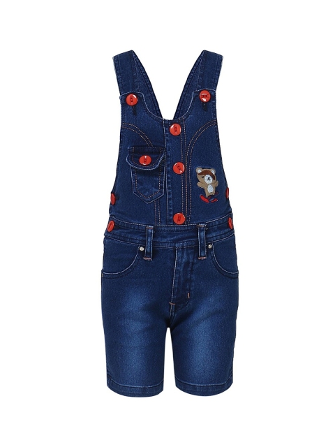 

FirstClap Unisex Kids Blue Solid Denim Dungarees