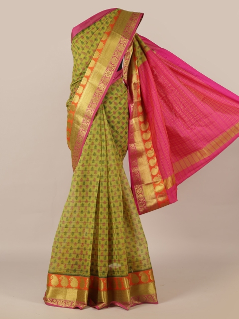 

Pothys Green Printed Cotton Blend Saree