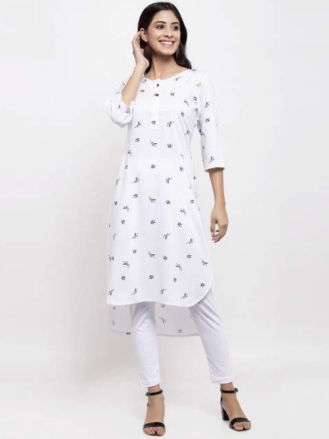 

NEUDIS Women White Printed Kurti with Churidar