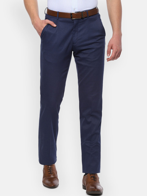 

Louis Philippe Men Navy Blue Regular Fit Solid Formal Trousers