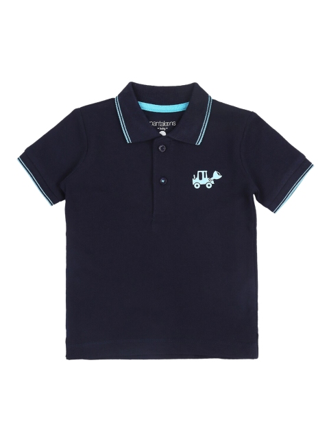 

Pantaloons Baby Boys Navy Blue Solid Polo Collar Pure Cotton T-shirt
