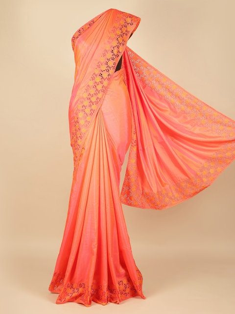 

Pothys Orange Solid Art Silk Saree
