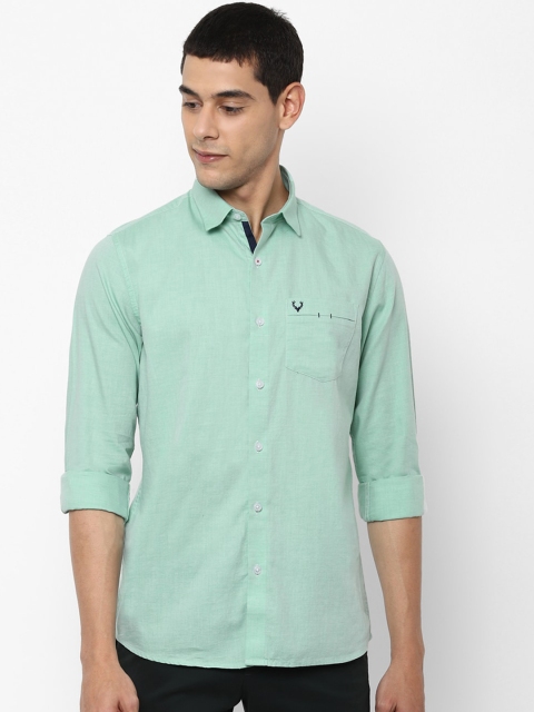 

Allen Solly Men Green Slim Fit Solid Casual Pure Cotton Shirt