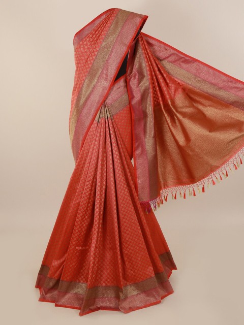 

Pothys Pink & Gold-Toned Pure Silk Woven Design Banarasi Saree