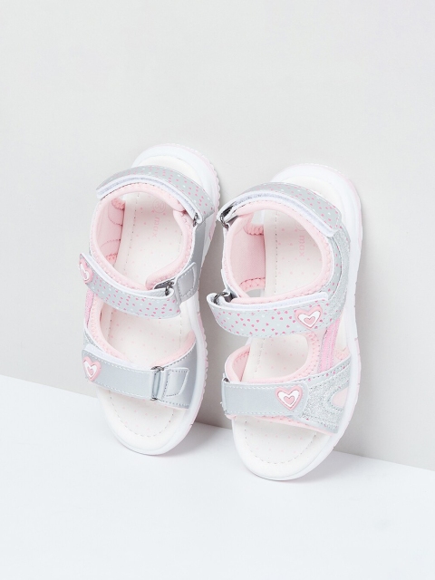 

max Girls Silver-Toned & Pink Comfort Sandals