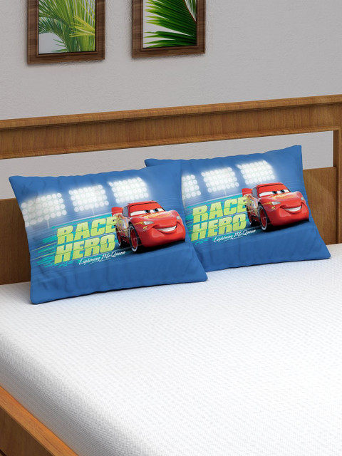 

Disney Kids Set Of 2 Blue & Red Cars Printed Pillow Covers