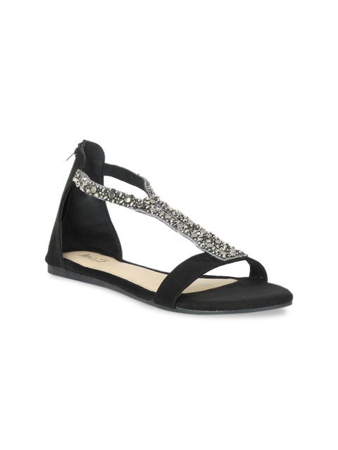 

Inc 5 Women Black Embellished Open Toe Flats