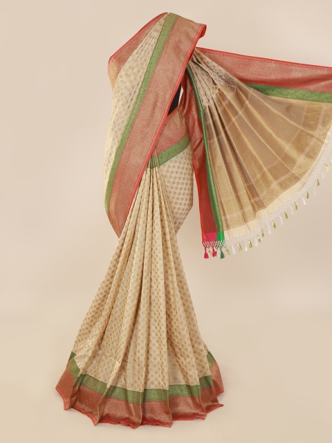 

Pothys Cream-Coloured Pure Silk Woven Design Banarasi Saree