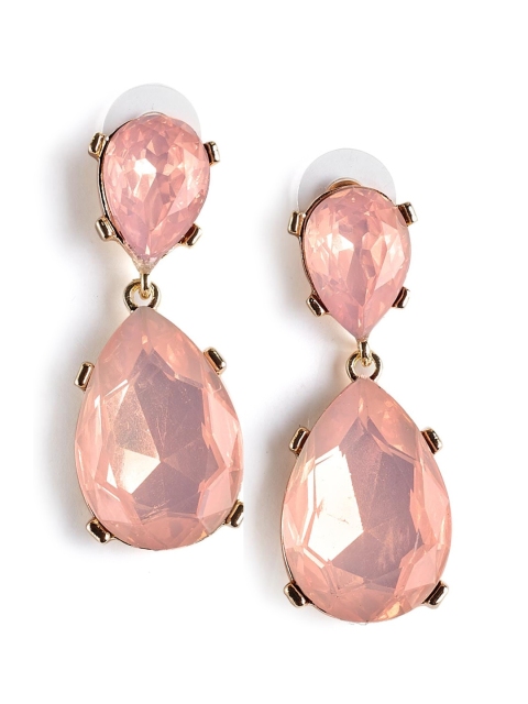 

Foxy Sperks Pink & Gold-Toned Oval Drop Earrings