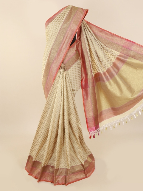 

Pothys Cream-Coloured Pure Silk Woven Design Banarasi Saree