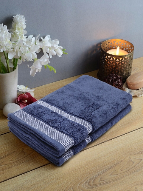 

SPACES Set Of 2 Blue Solid 600 GSM Bath towels