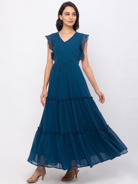 

Iti Women Teal Blue Solid Maxi Dress