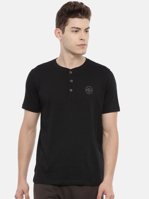

Proline Active Men Black Solid Henley Neck T-shirt