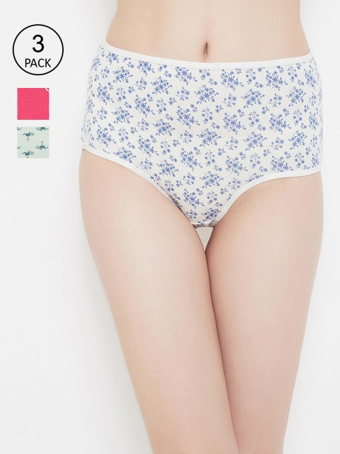 

Clovia Women Pack of 3 Multicoloured Printed Basic Briefs COMPNC793, Multi