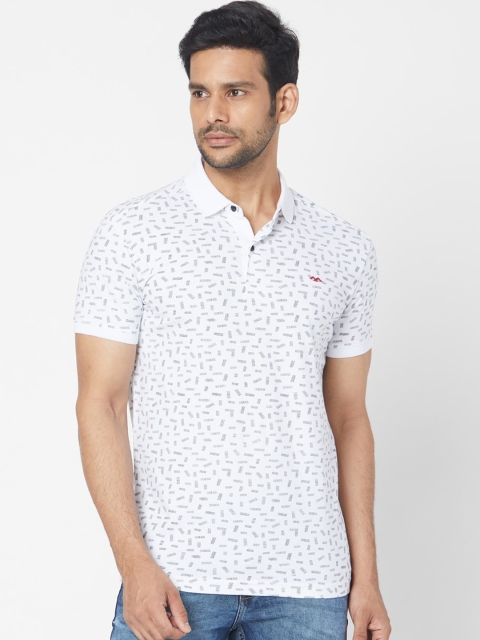 

Mufti Men White Printed Polo Collar T-shirt