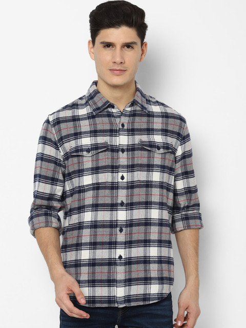 

AMERICAN EAGLE OUTFITTERS Men Grey Slim Fit Checked Casual Shirt
