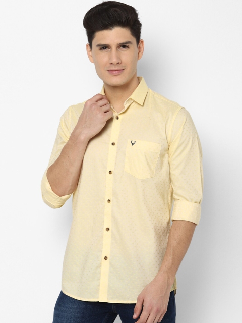 

Allen Solly Men Yellow Slim Fit Self Design Casual Cotton Shirt