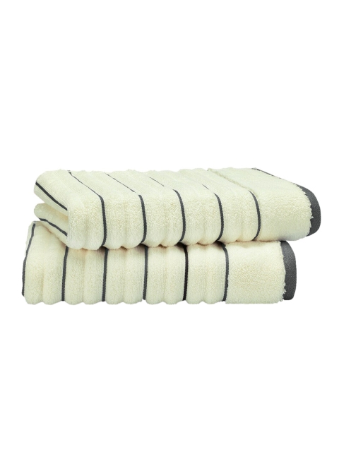

SPACES Set Of 2 White & Grey Striped Exotica 575 GSM Hand Towels