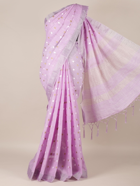 

Pothys Lavender & Off-White Jute Silk Woven Design Saree