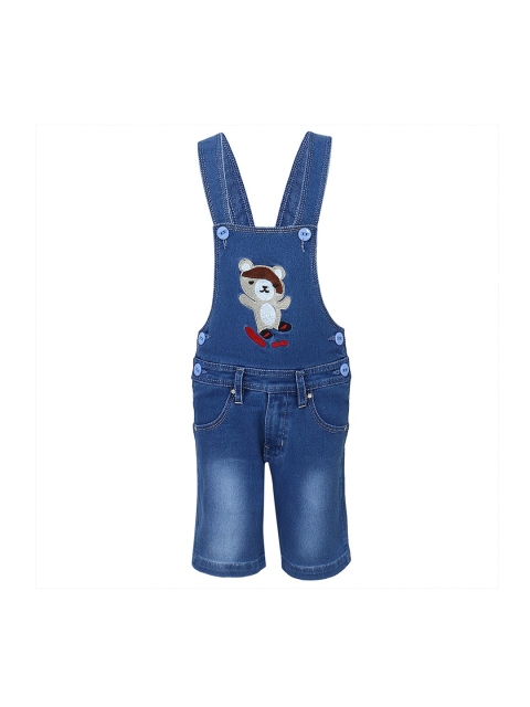 

FirstClap Kids Blue Solid Cotton Denim Dungarees