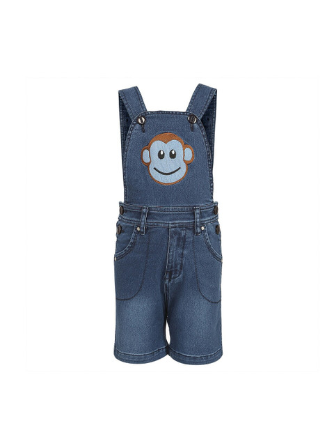 

FirstClap Unisex Kids Blue Solid Knee Length Denim Dungaree