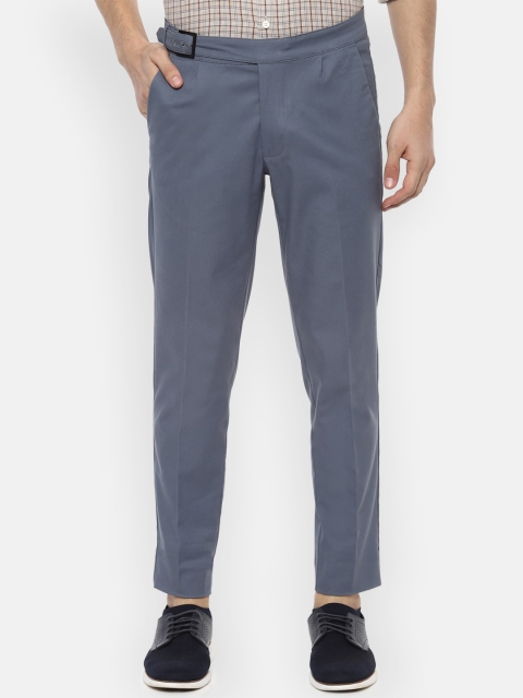 

V Dot Men Grey Tapered Fit Solid Regular Trousers