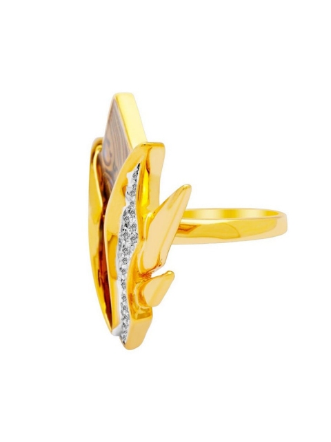 

shaze Rhodium-Plated Gold-Toned & White Stone-Studded Shooting Star Finger Ring