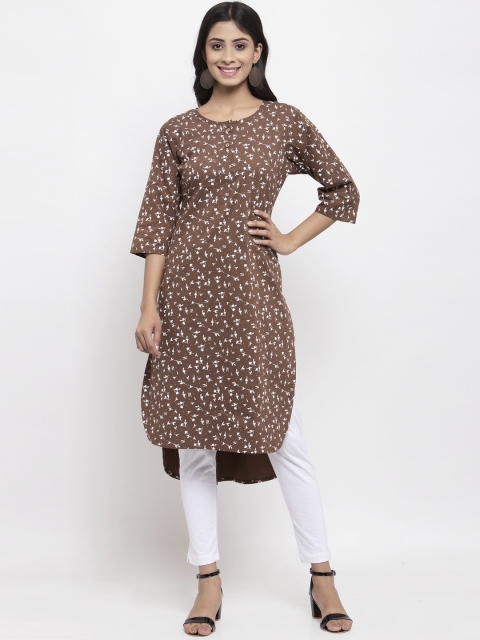 

NEUDIS Women Brown & White Printed Kurta with Churidar