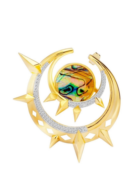 

shaze Gold-Toned Rhodium-Plated Crescent Shaped Drop Earrings