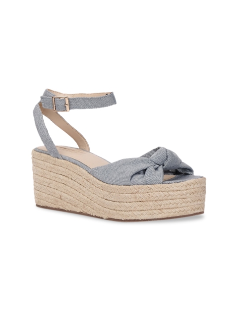 

FOREVER 21 Women Blue Knotted Espadrille Platform Wedges