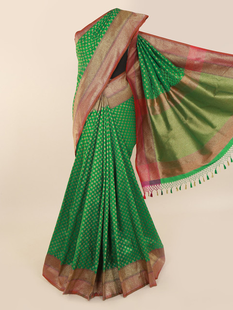 

Pothys Green Pure Silk Woven Design Banarasi Saree