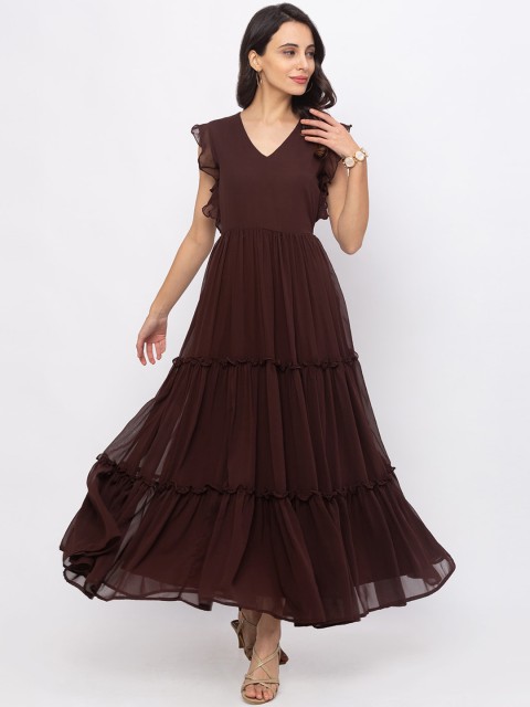 

Iti Women Brown Solid Maxi Dress