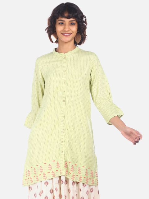 

Karigari Women Green Printed A-Line Kurta