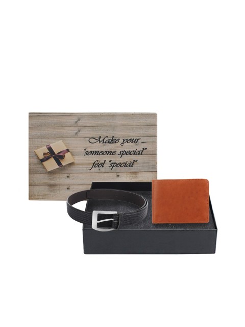 

LONDON FASHION hob Men Tan Brown & Black Accessory Gift Set