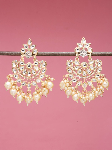 

Fida White Gold Plated Meenakari Contemporary Chandbalis