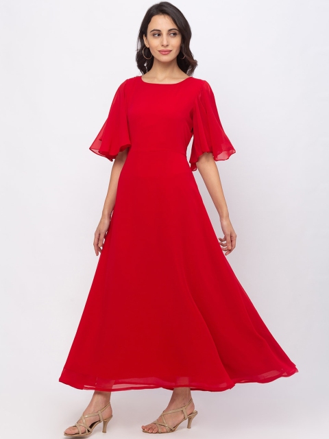 

Iti Women Red Solid Maxi Dress