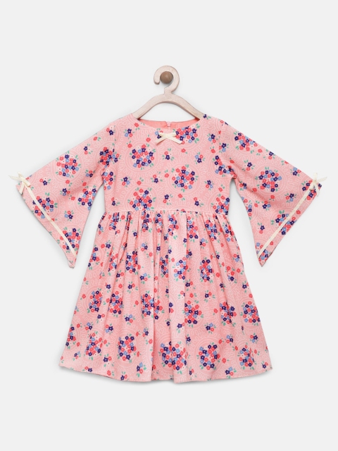 

mini miao Girls Pink Printed Fit and Flare Dress