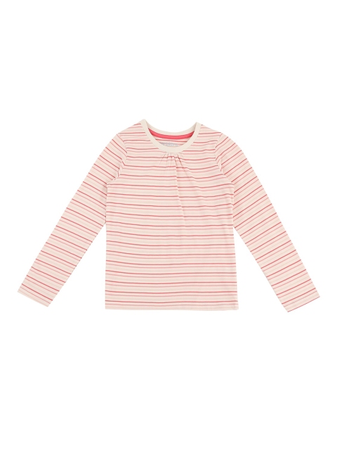 

Pantaloons Junior Girls Off-White Striped Round Neck Cotton T-shirt