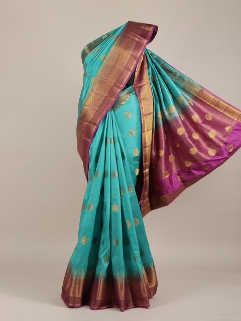 

Pothys Blue & Pink Jute Silk Woven Design Saree