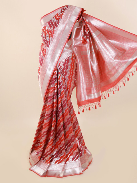 

Pothys Multicoloured & Orange Pure Silk Woven Design Banarasi Saree, Multi