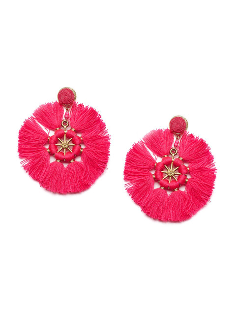

Foxy Sperks Pink Circular Drop Earrings