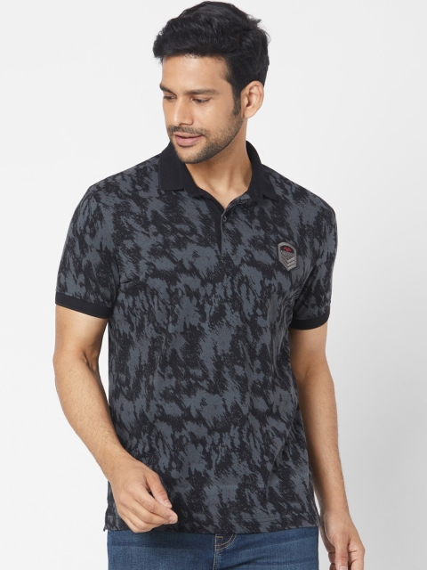 

Mufti Men Black Printed Polo Collar Pure Cotton T-shirt