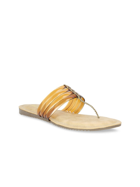 

Inc 5 Women Tan Colourblocked T-Strap Flats
