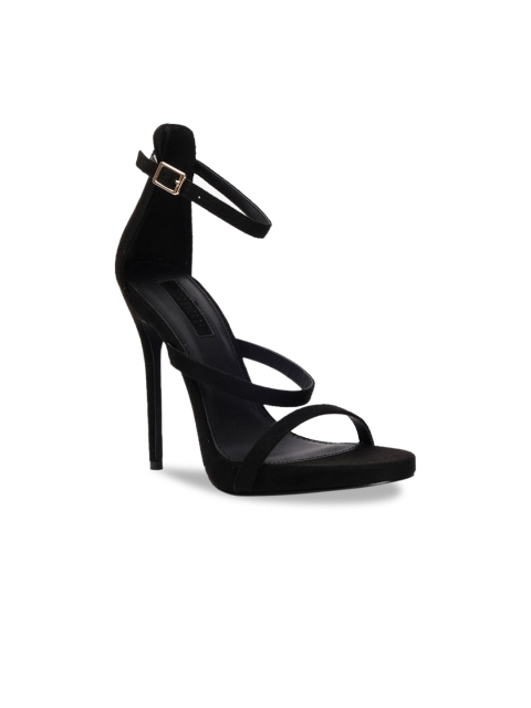 

FOREVER 21 Women Black Solid Faux Suede Stiletto Heels